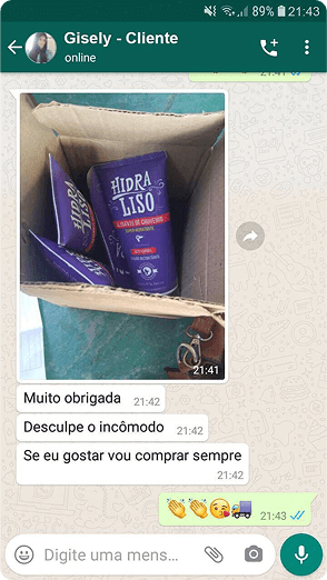 Recebimento do Hidraliso